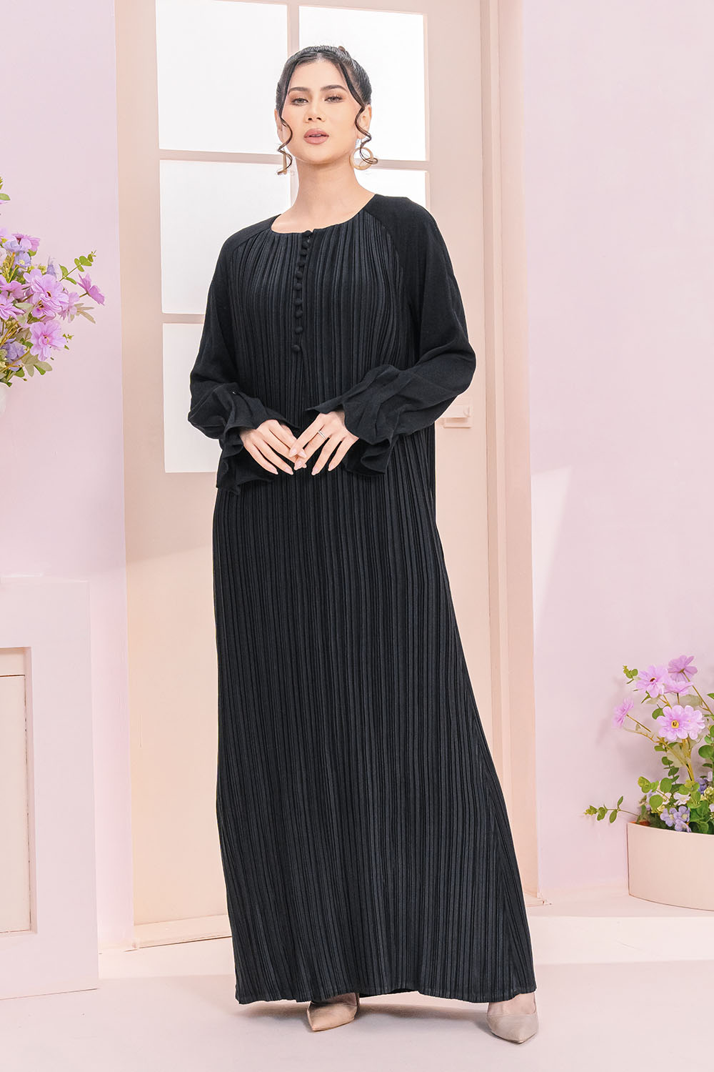 Alia Pleated Dress Black