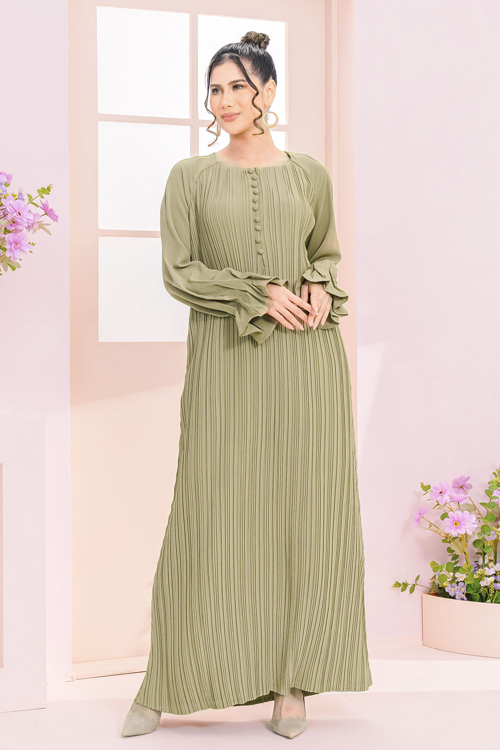 Alia Pleated Sage Green