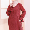 Alia Pleated Dress Maroon