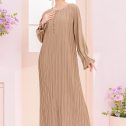 Alia Pleated Dress Nude Beige