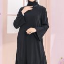 Camellia Pleated Abaya Black