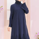 Camellia Pleated Navy Blue