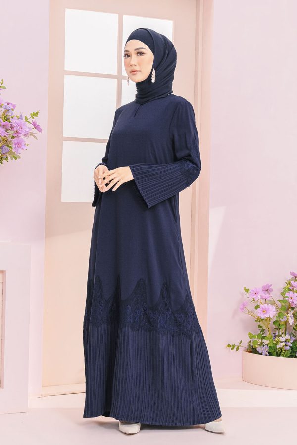 Camellia Pleated Navy Blue Camellia Pleated Navy Blue