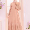 Camellia Pleated Abaya Nude Pink