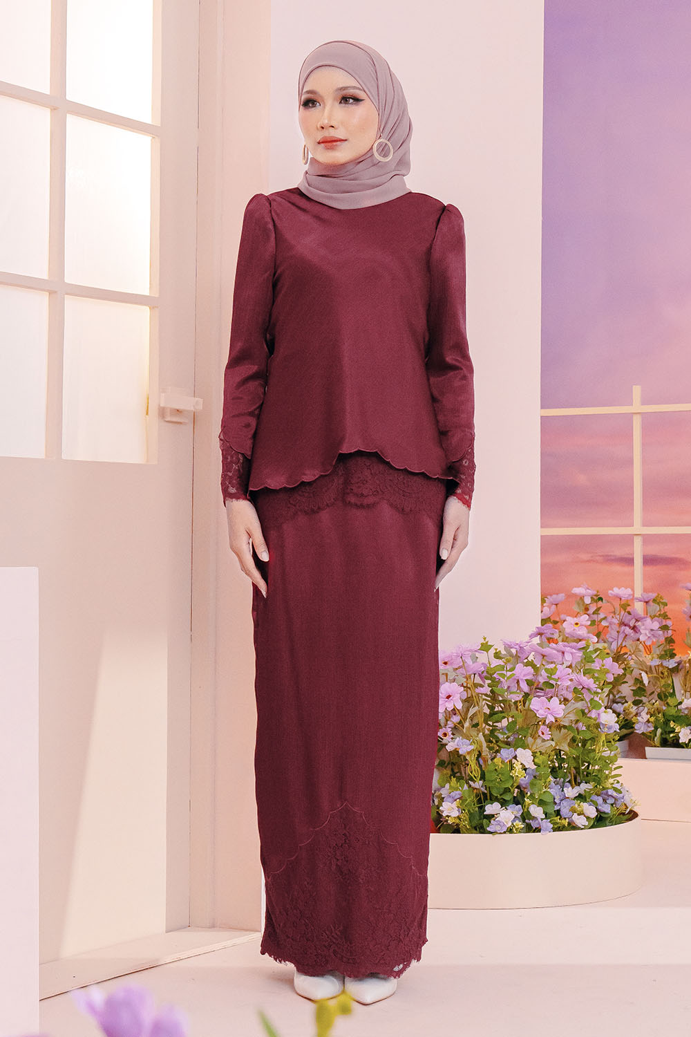 Daisy Kurung - Maroon