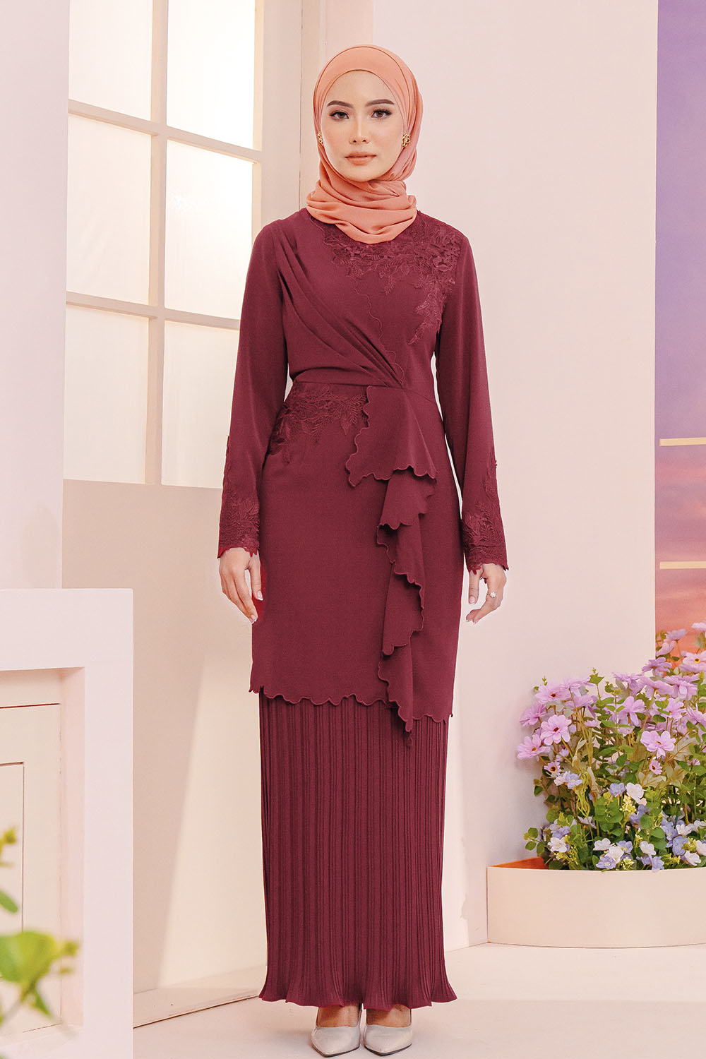 Ivy Kurung - Maroon