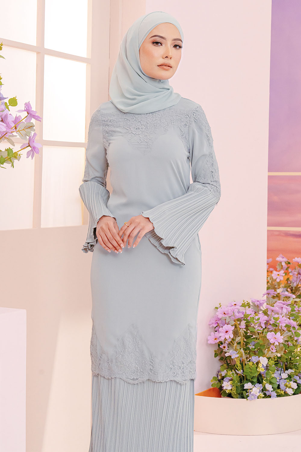 Ariel Pleated Kurung 3.0 - Powder Blue