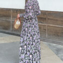 Lindy Dress - Black Purple