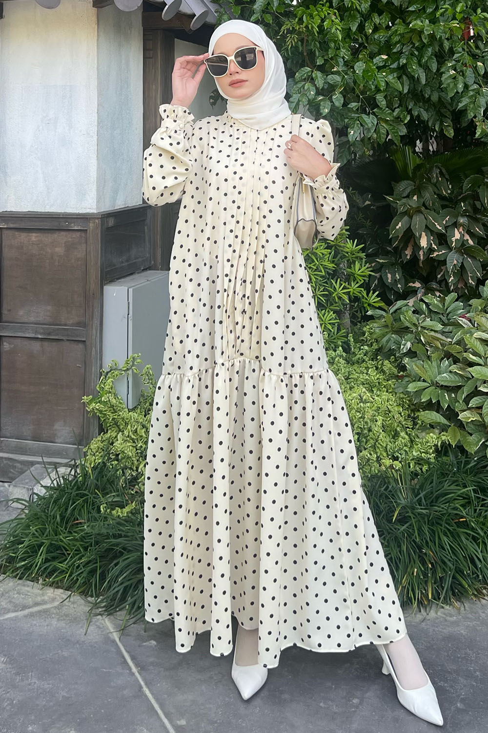 Melissa Dress - Cream Polka 