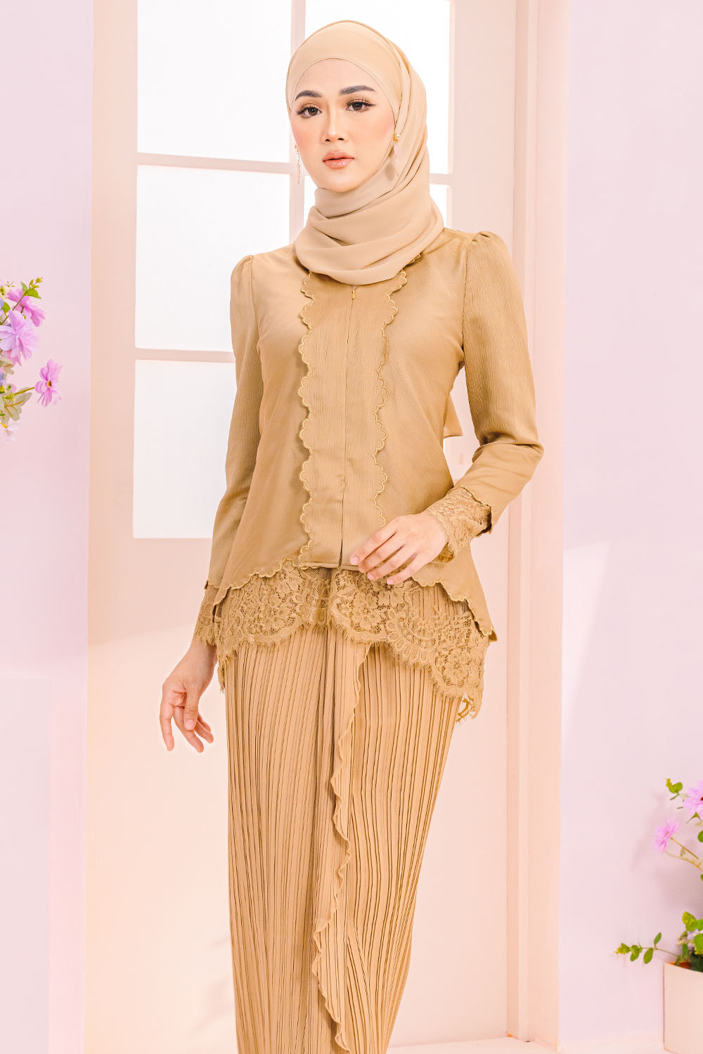 Tulip Kurung - Nude Gold