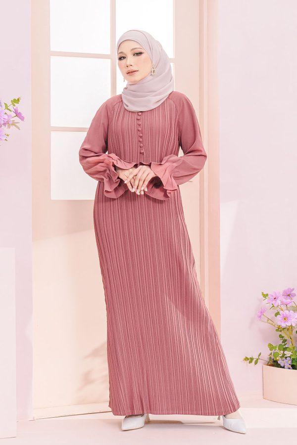 Alia Pleated Dress Pink Punch