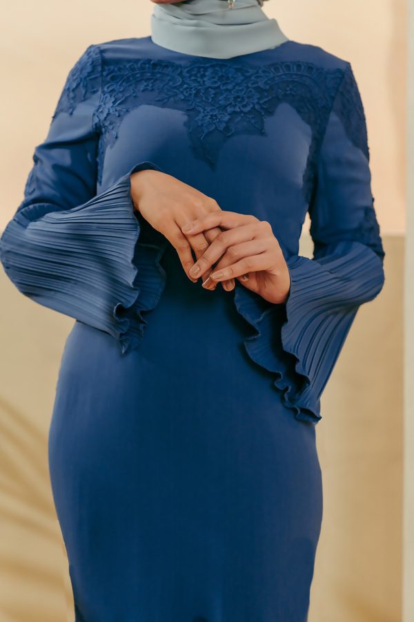 Ariel Pleated Kurung Sapphire Blue 