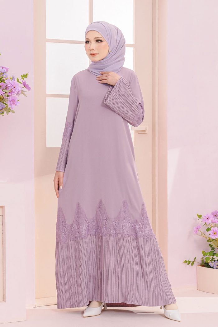 Camellia Pleated Abaya Lilac