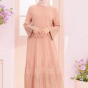 Camellia Pleated Abaya Nude Pink