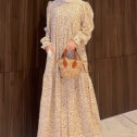 Melissa Dress - White Gold Floral 