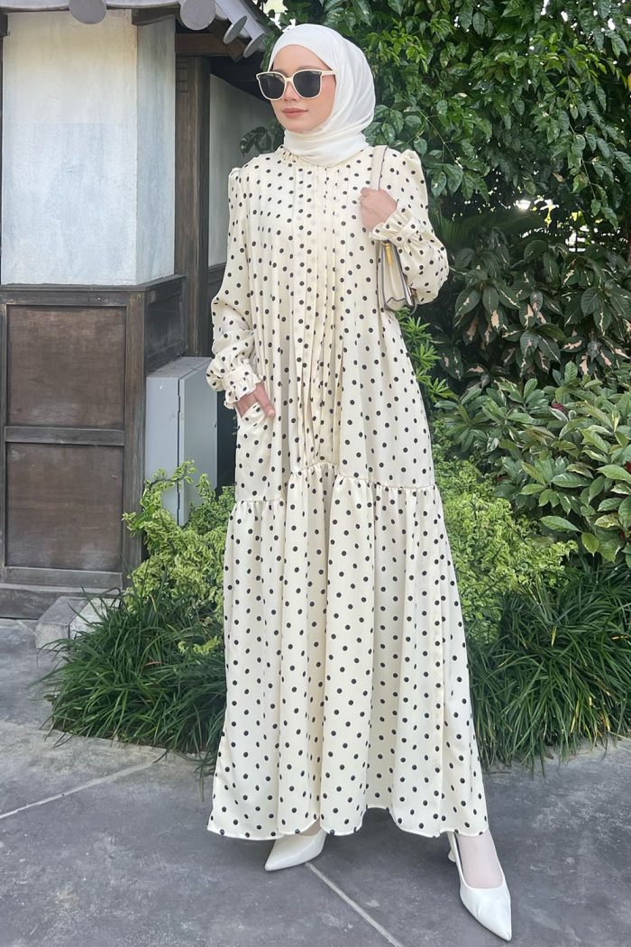 Melissa Dress - Cream Polka