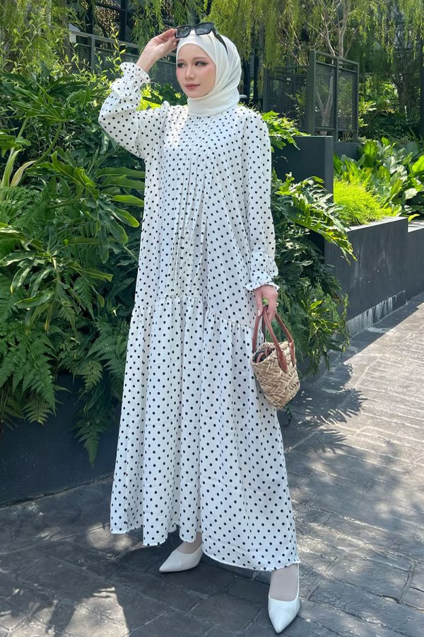 Melissa Dress - White Polka 