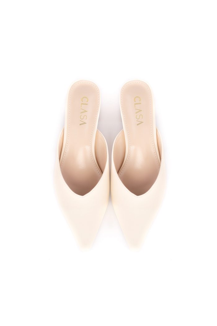 Sandy Low Heels Mules - Cream