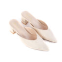 Sandy Low Heels Mules - Cream