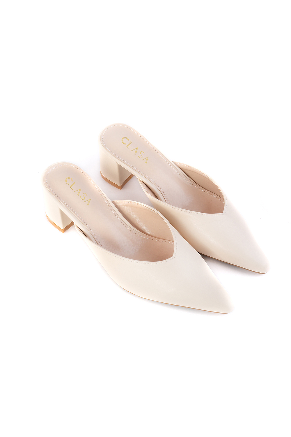 Sandy Low Heels Mules - Cream