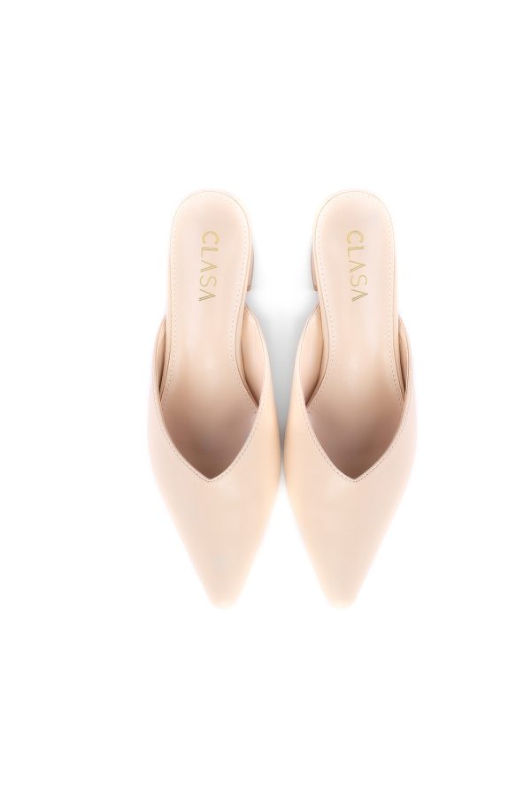 Sandy Low Heels Mules - Nude